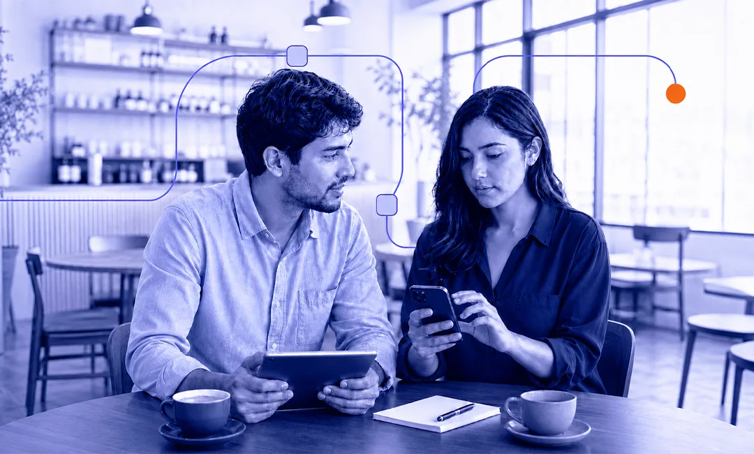 Professional holding a tablet with a confident expression