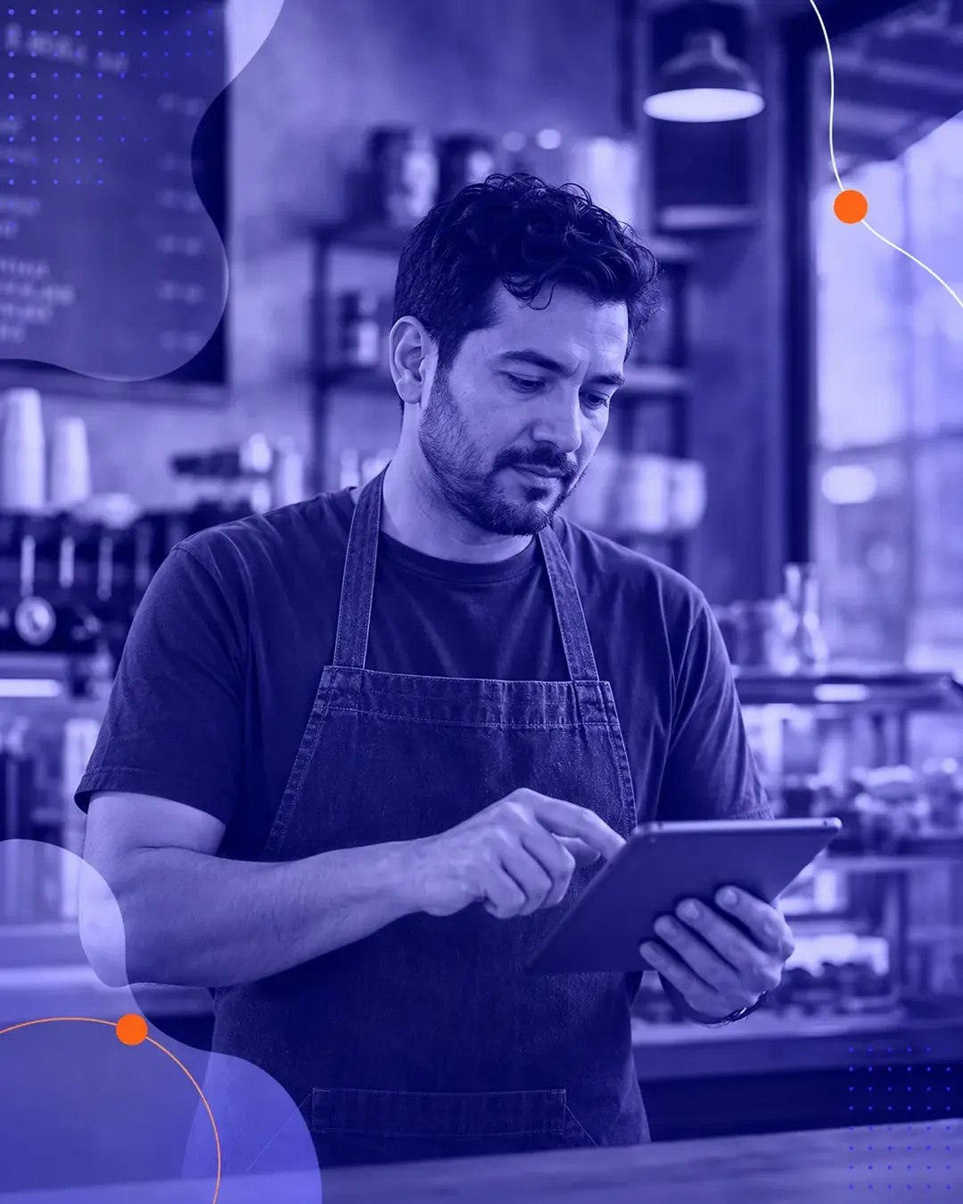 Business owner working in an independent venue