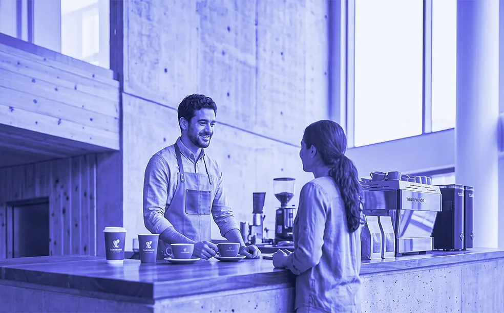 Business owner working in an independent venue