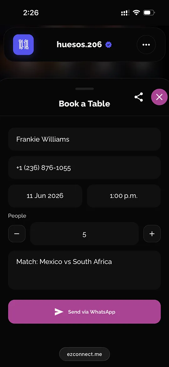 Sistema de reservaciones por WhatsApp Onyx